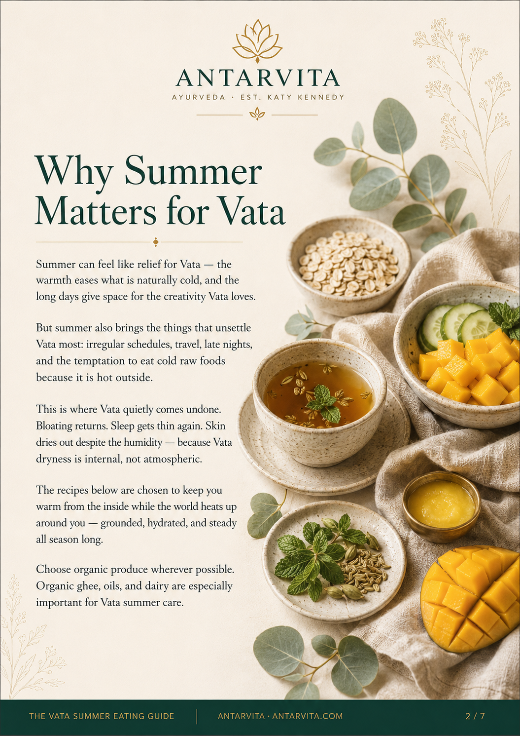 Vata Summer Eating Guide cover